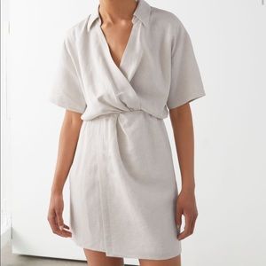 & other stories twisted linen shirt mini dress